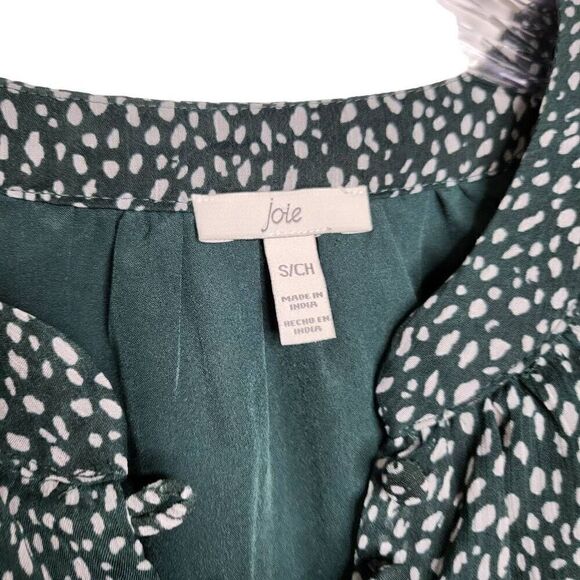 Joie Green Polka Dot Balloon Sleeves Chiffon Shift Mini Dress Size Small - Picture 10 of 10